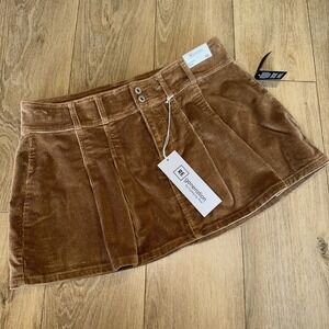 RE Generation Junior's Corduroy Pleated‎ Mini Skirt Brown Size XL NEW